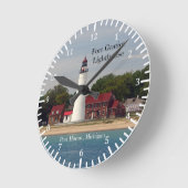 Fort Gratiot Leuchtturm von der Wasseruhr Runde Wanduhr (Winkel)