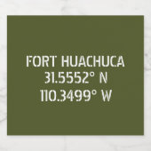 Fort Huachuca Latitude Longitude Bierflaschenetikett (Einzelnes Label)