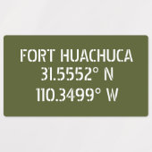 Fort Huachuca Latitude Longitude Wasserdicht Etiketten (Design 1)
