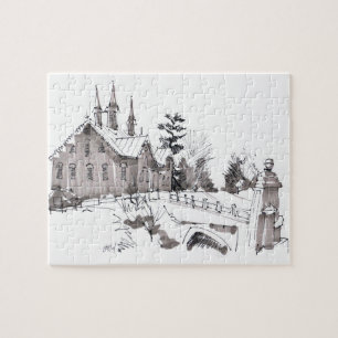 Fort Hunter Barn Skizze / Künstler Larry Lerew Puzzle