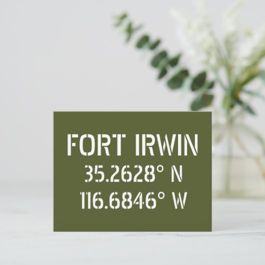 Fort Irwin Latitude Longitude Postcard Postkarte (Stehend Vorderseite)