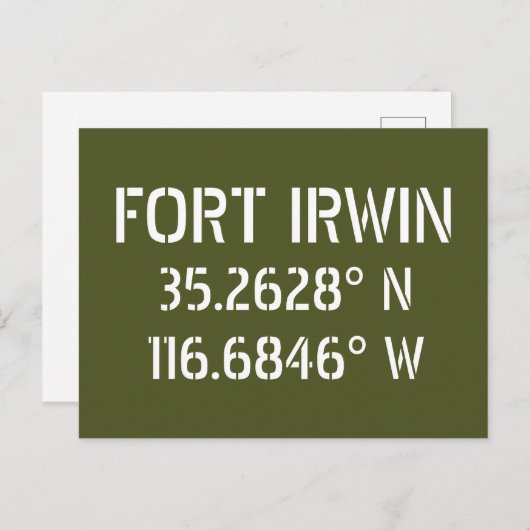 Fort Irwin Latitude Longitude Postcard Postkarte (Vorne/Hinten)