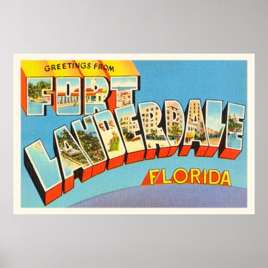 Fort Lauderdale #2 Florida FL Old Travel Souvenir Poster (Vorne)