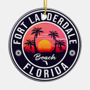 Fort Lauderdale Beach Florida Retro-Sonnenuntergan Keramik Ornament