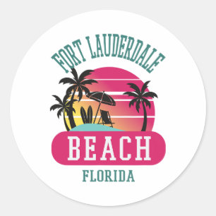 Fort Lauderdale' Florida Beach Fl Men Women Runder Aufkleber