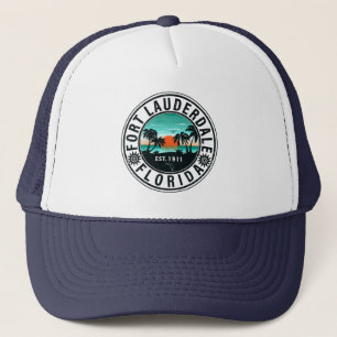 Fort Lauderdale Florida Beach Palm Souvenirs 60er Truckerkappe