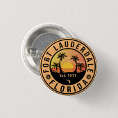 Fort Lauderdale Florida Beach Retro Sunset 60er Button (Vorne & Hinten)