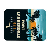 Fort Lauderdale Florida Beach Retro Sunset 60er Magnet (Horizontal)