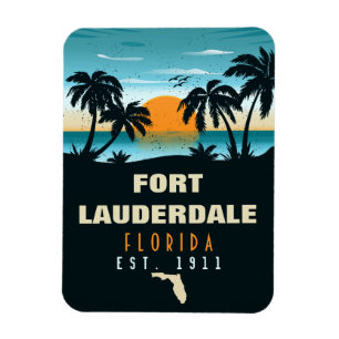 Fort Lauderdale Florida Beach Retro Sunset 60er Magnet