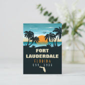 Fort Lauderdale Florida Beach Retro Sunset 60er Postkarte (Stehend Vorderseite)