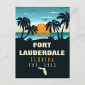 Fort Lauderdale Florida Beach Retro Sunset 60er Postkarte (Vorderseite)