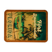 Fort Lauderdale Florida Beach Retro Tropischer 60e Magnet (Horizontal)