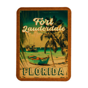 Fort Lauderdale Florida Beach Retro Tropischer 60e Magnet