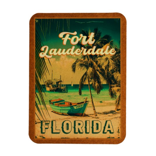Fort Lauderdale Florida Beach Retro Tropischer 60e Magnet (Vertikal)