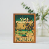 Fort Lauderdale Florida Beach Retro Tropischer 60e Postkarte (Stehend Vorderseite)