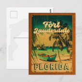 Fort Lauderdale Florida Beach Retro Tropischer 60e Postkarte (Vorne/Hinten)