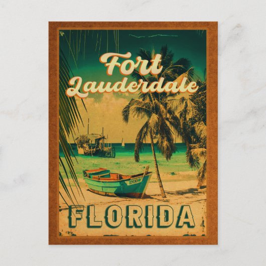 Fort Lauderdale Florida Beach Retro Tropischer 60e Postkarte (Vorderseite)