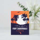Fort Lauderdale Florida Beach Retro Tropischer 60e Postkarte (Stehend Vorderseite)