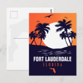 Fort Lauderdale Florida Beach Retro Tropischer 60e Postkarte (Vorne/Hinten)