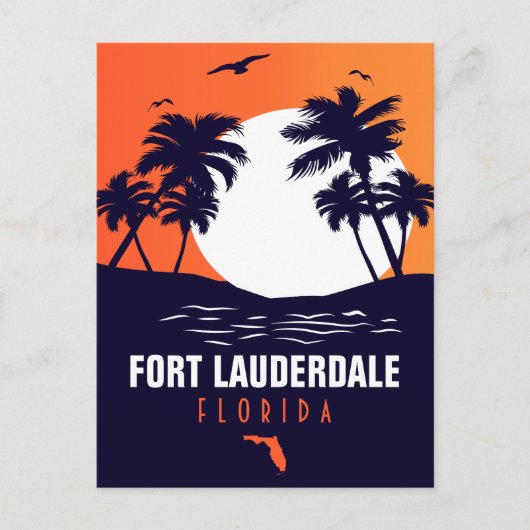 Fort Lauderdale Florida Beach Retro Tropischer 60e Postkarte (Vorderseite)