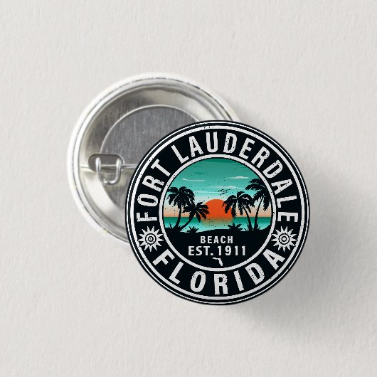 Fort Lauderdale Florida Beach Tropical Souvenirs Button (Vorne & Hinten)