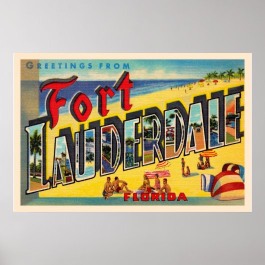 Fort Lauderdale Florida FL Großer Brief Postkarte Poster (Vorne)