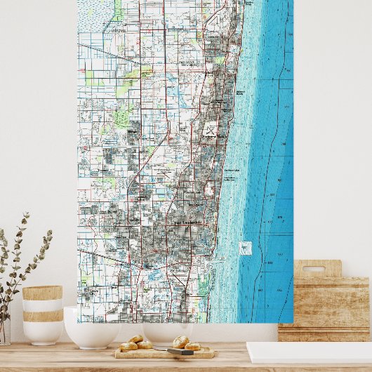 Fort Lauderdale Florida Map (1985) Poster (Küche)