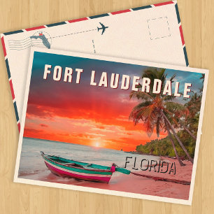 Fort Lauderdale Florida Palm Tree Beach in den 50e Postkarte