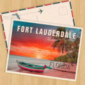 Fort Lauderdale Florida Palm Tree Beach in den 50e Postkarte