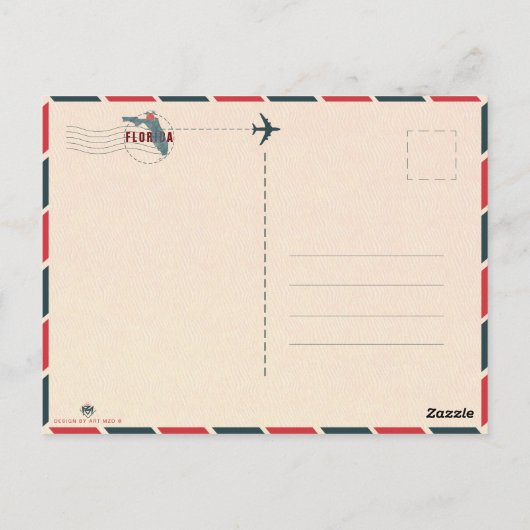 Fort Lauderdale Florida Palm Tree Beach in den 50e Postkarte (Rückseite)