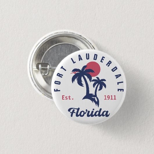 Fort Lauderdale Florida Palm Tree Tropical Beach Button (Vorne & Hinten)