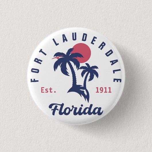 Fort Lauderdale Florida Palm Tree Tropical Beach Button (Vorderseite)