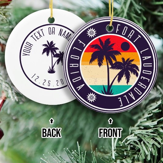 Fort Lauderdale Florida Retro Palm Tree 80er Keramik Ornament