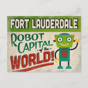 Fort Lauderdale Florida Roboter - Lustige Vintage Postkarte