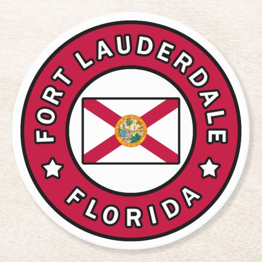 Fort Lauderdale Florida Runder Pappuntersetzer (Vorderseite)