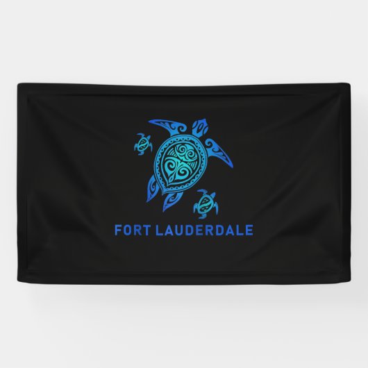 Fort Lauderdale Florida Sea Blue Tribal Turtle Banner (Horizontal)
