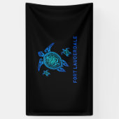 Fort Lauderdale Florida Sea Blue Tribal Turtle Banner (Vertikal)