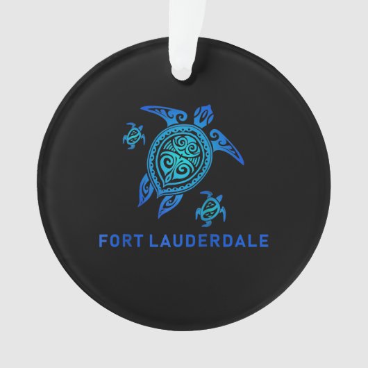 Fort Lauderdale Florida Sea Blue Tribal Turtle Ornament (Vorderseite)