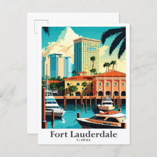 Fort Lauderdale Florida Travel Illustration Postkarte