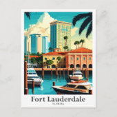 Fort Lauderdale Florida Travel Illustration Postkarte (Vorderseite)