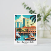 Fort Lauderdale Florida Travel Illustration Postkarte (Stehend Vorderseite)