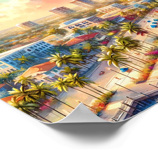 Fort Lauderdale Florida Travel Orte Aquarell Poster (Ecke)