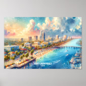 Fort Lauderdale Florida Travel Orte Aquarell Poster (Vorne)