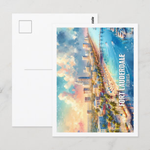 Fort Lauderdale Florida US Berühmter Ort Aquarell Postkarte