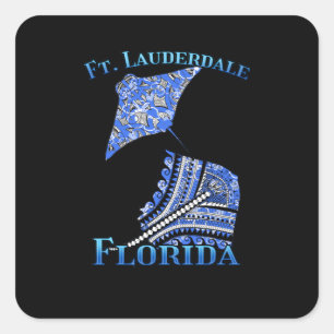 Fort Lauderdale Florida Vacation Tribal Stingray Quadratischer Aufkleber