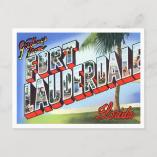 Fort Lauderdale, Florida Vintage Große Buchstaben Postkarte