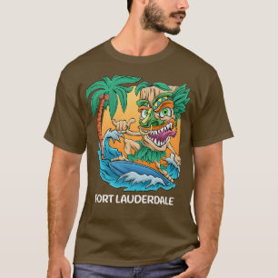 Fort Lauderdale Palmenbaum Surfen Strand Urlaub T T-Shirt