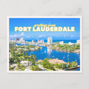 Fort Lauderdale Retro Florida Luftbild Boot Ansich Postkarte