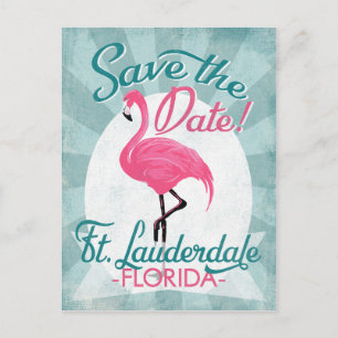 Fort Lauderdale Save the Date Pink Flamingo Ankündigungspostkarte