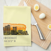 Fort Lauderdale Skyline & Coordinates Geschirrtuch (Viertel Falte)
